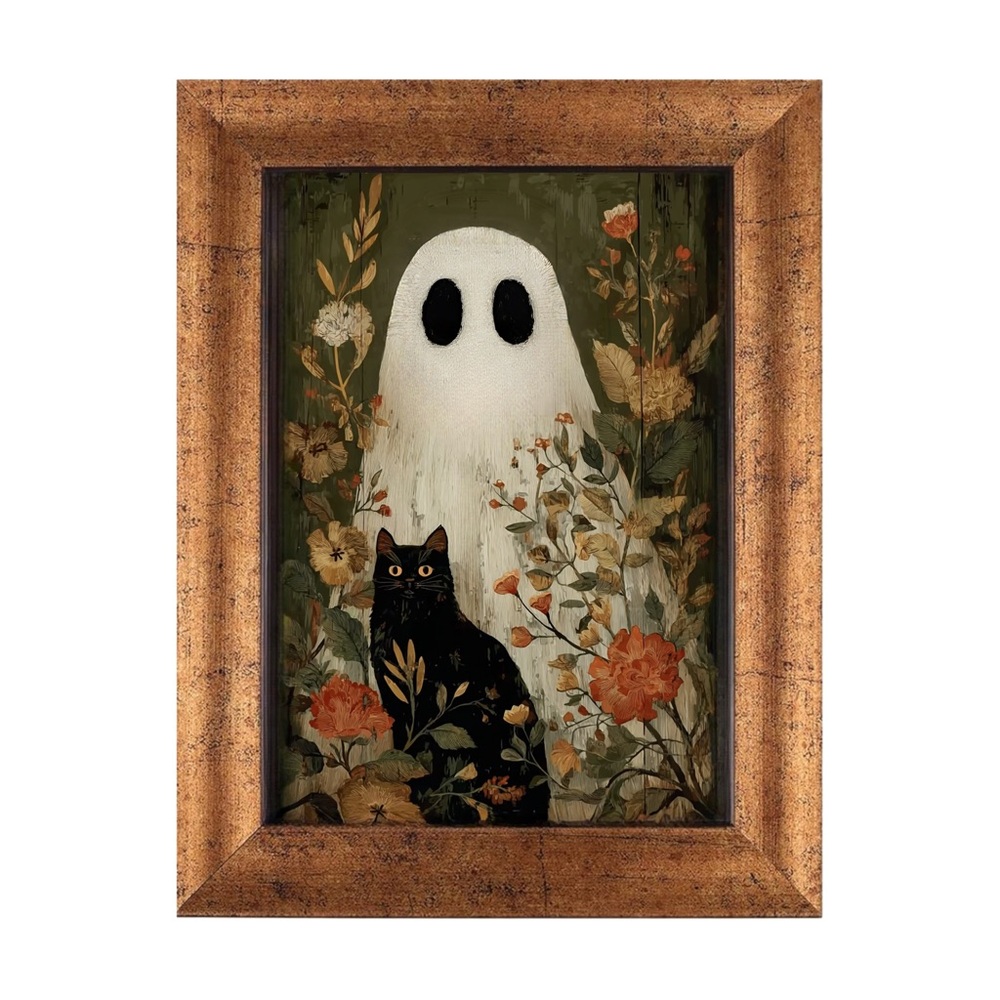 Framed Ghost and Cat Art